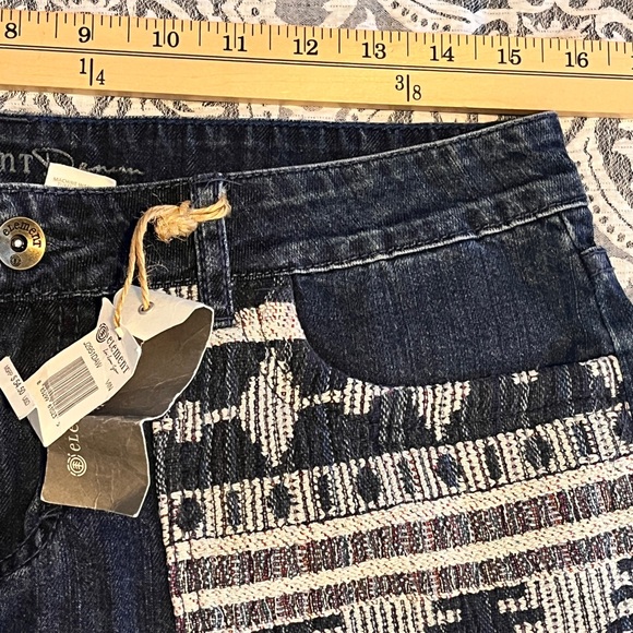 Element Boho Denim Micro Western shorts woven patch pockets sz 28 NWT - Picture 6 of 11